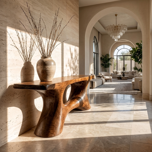 Contemporary Organic Void Base Console Table Entryway Hallway Living Room - view 1 of 8