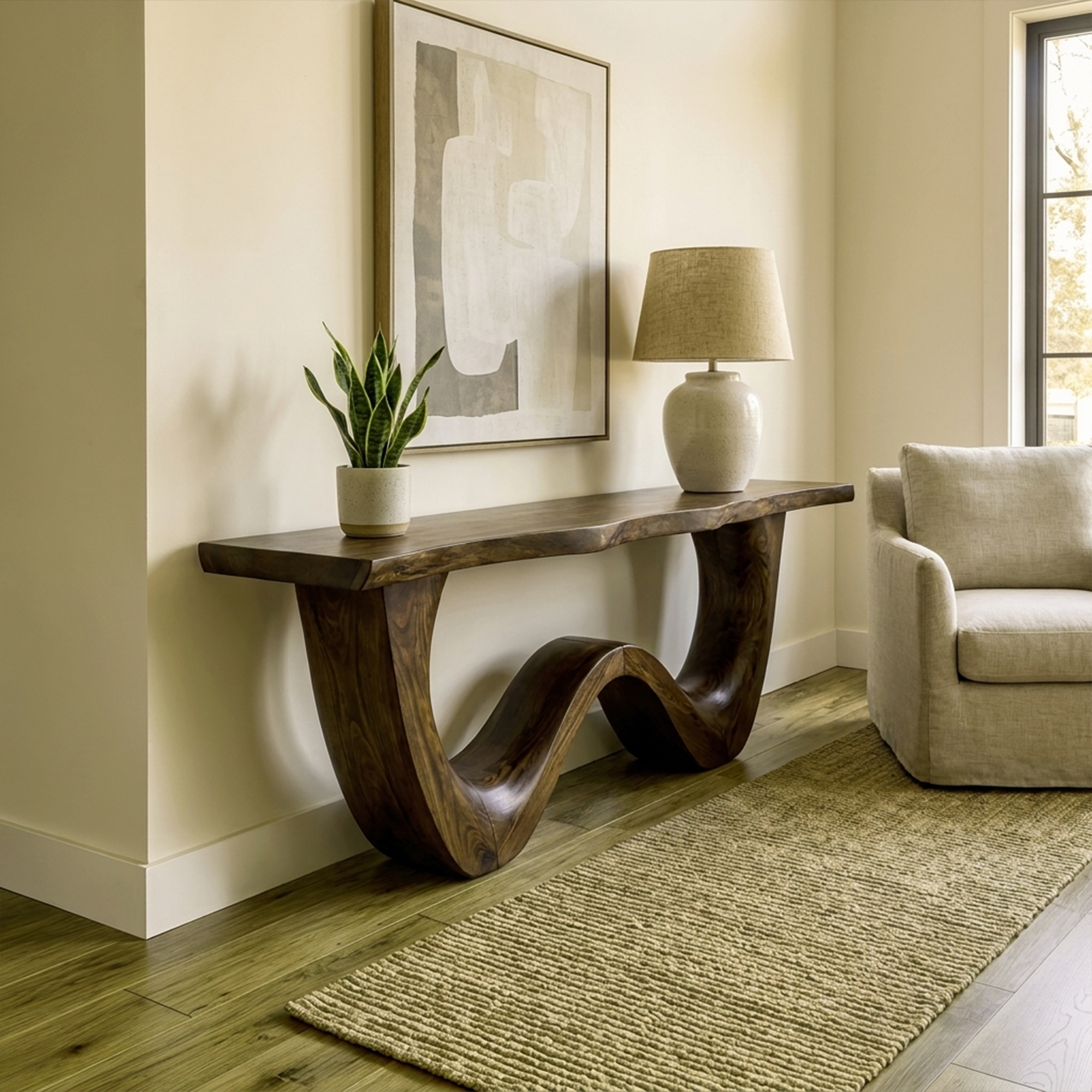 Organic Wave Base Console Table Entryway Hallway Living Room - view 7 of 8