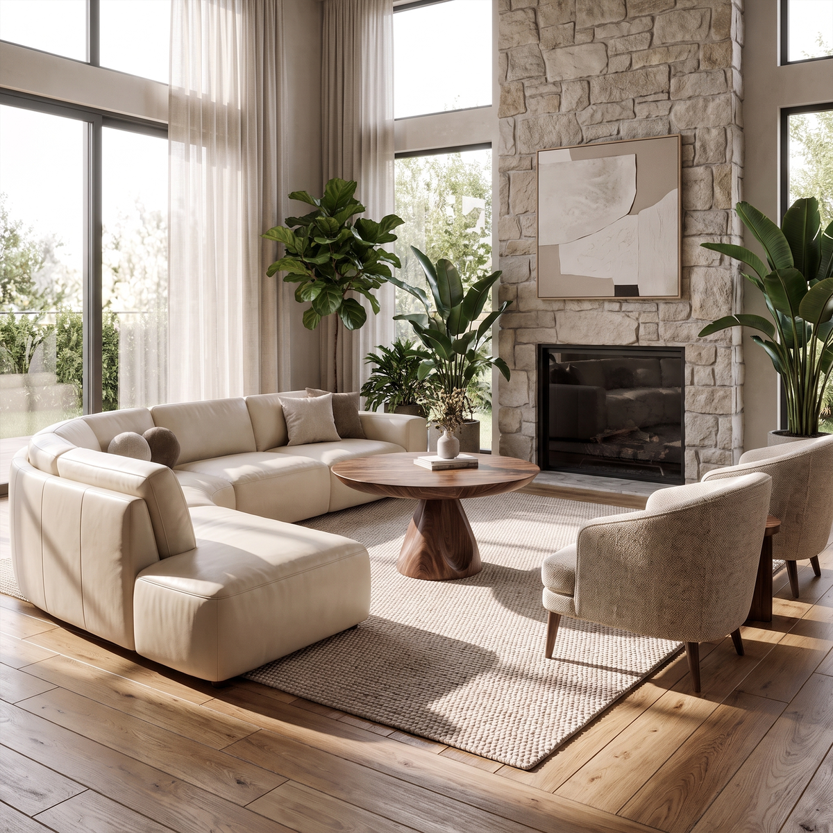 Contemporary Round Coffee Table Living Room Or Family Room - view 7 of 8