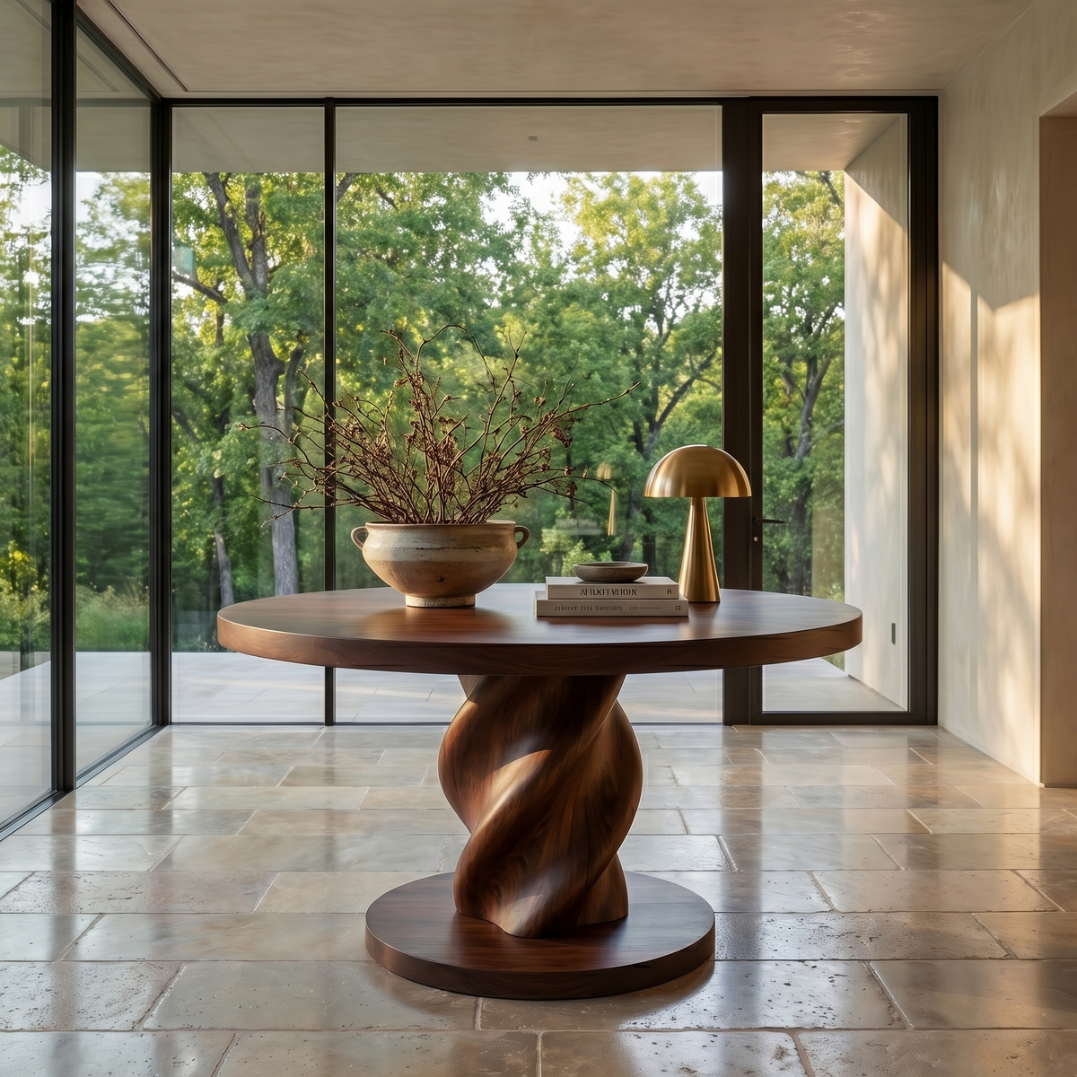 Modern Luxury Statement Round Entry Table For Entryway And Lobby - view 7 of 8