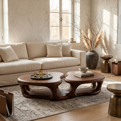 Sculptural Coffee Table With Open Wood Structure For Living Room Decor - view 7 of 8