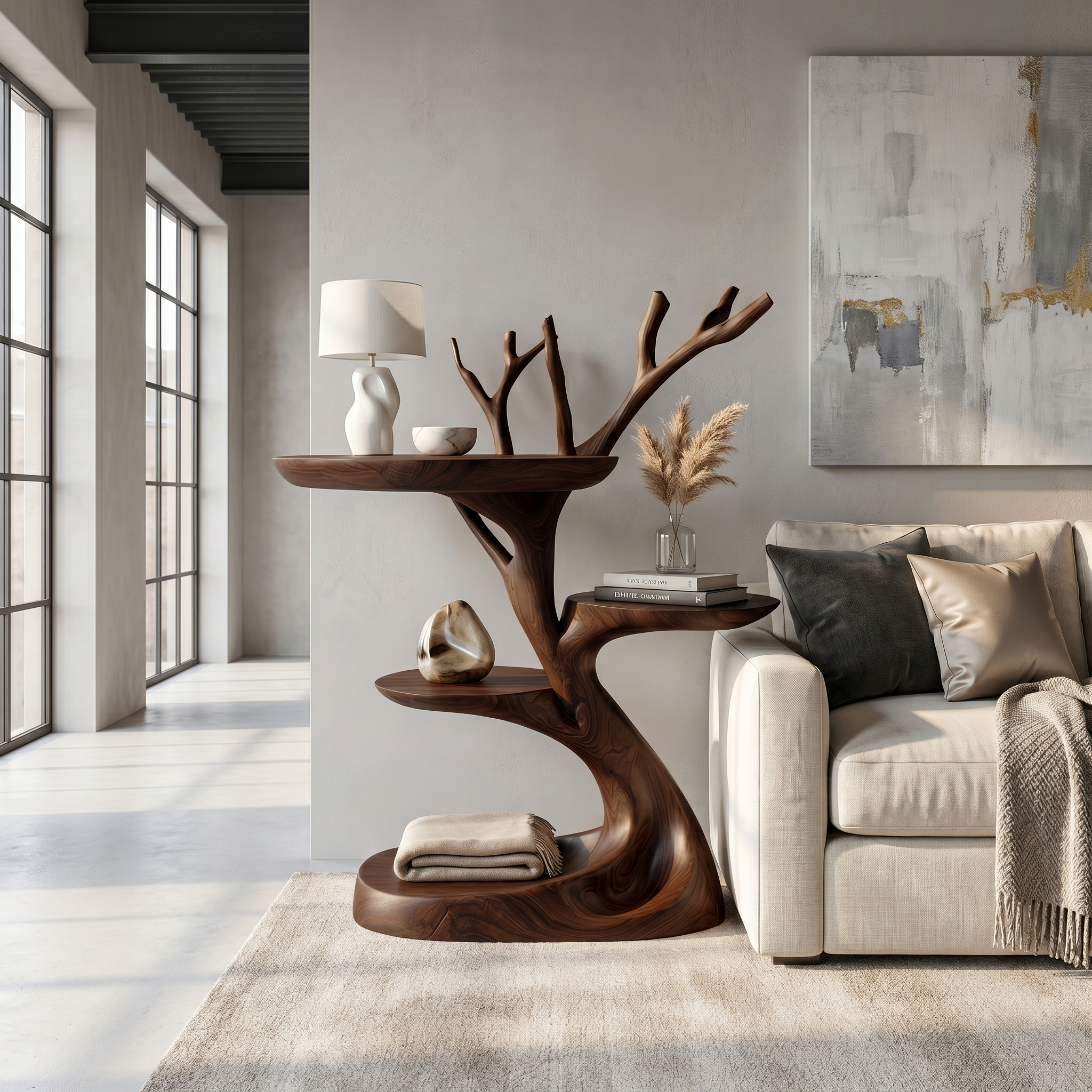 Rustic End Table With Tree Root Design For Bedroom And Living Room - view 7 of 8
