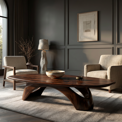Rustic Coffee Table With Sculptural Wooden Base For Living Room - view 7 of 8