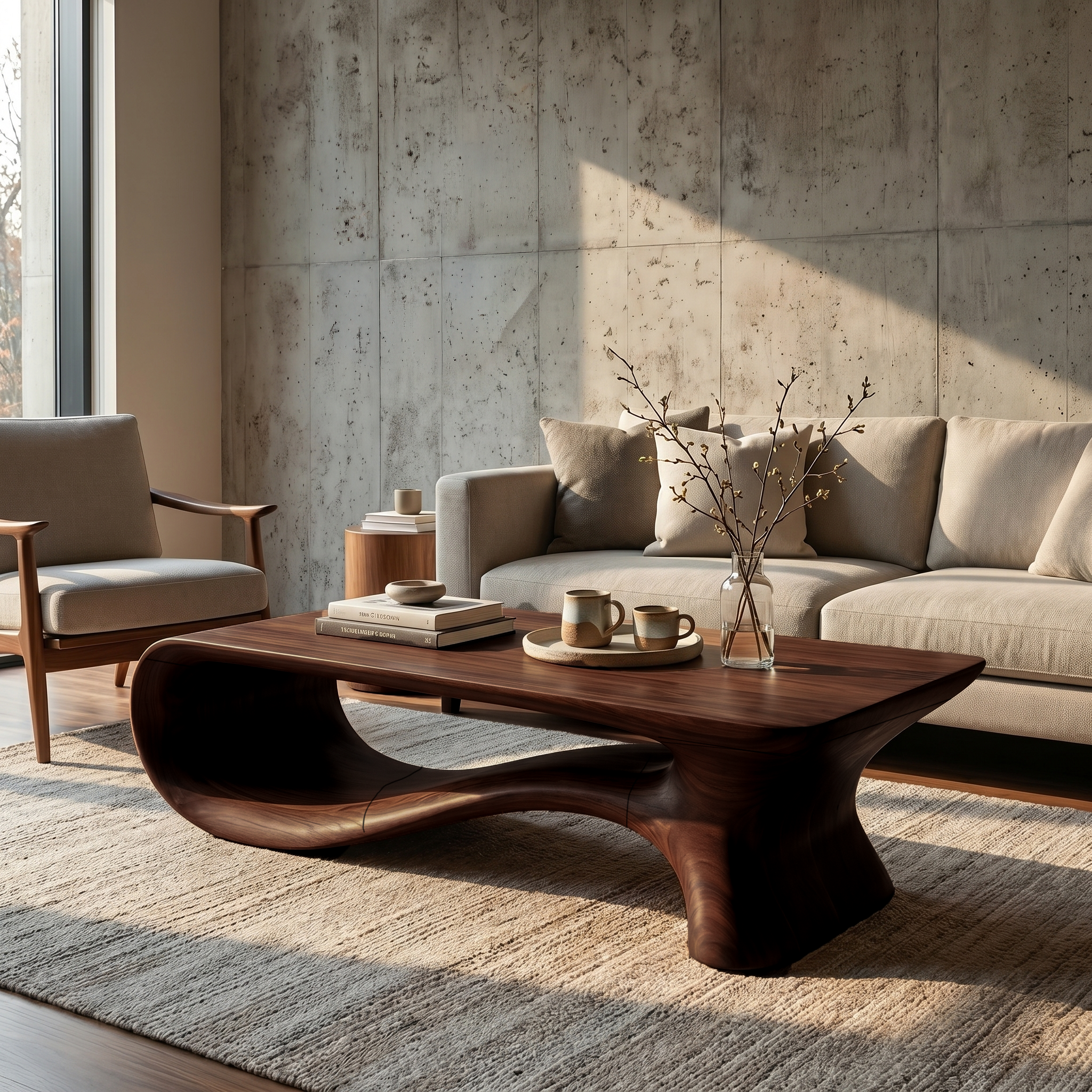 Modern Coffee Table With Flowing Organic Silhouette For Living Room - view 7 of 8