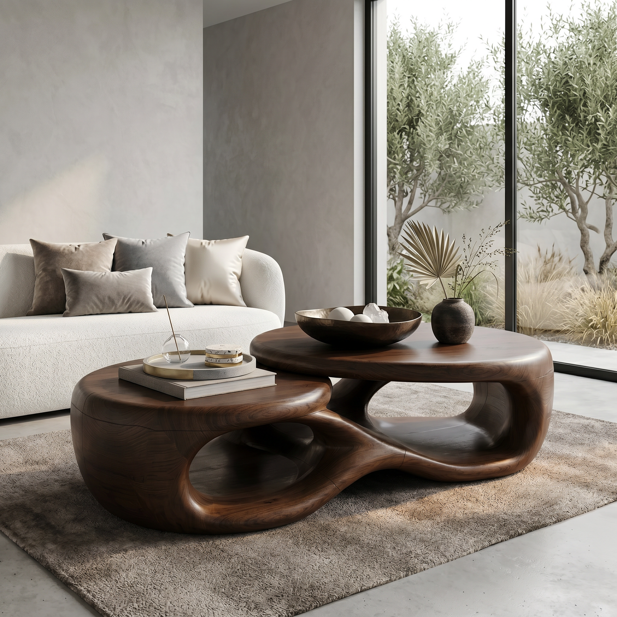 Organic Coffee Table With Sculptural Open Form Design For Living Room - view 7 of 8
