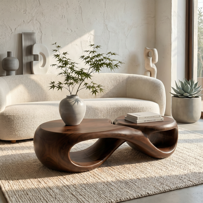 Handcrafted Coffee Table With Sculptural Curved Design For Living Room - view 7 of 8