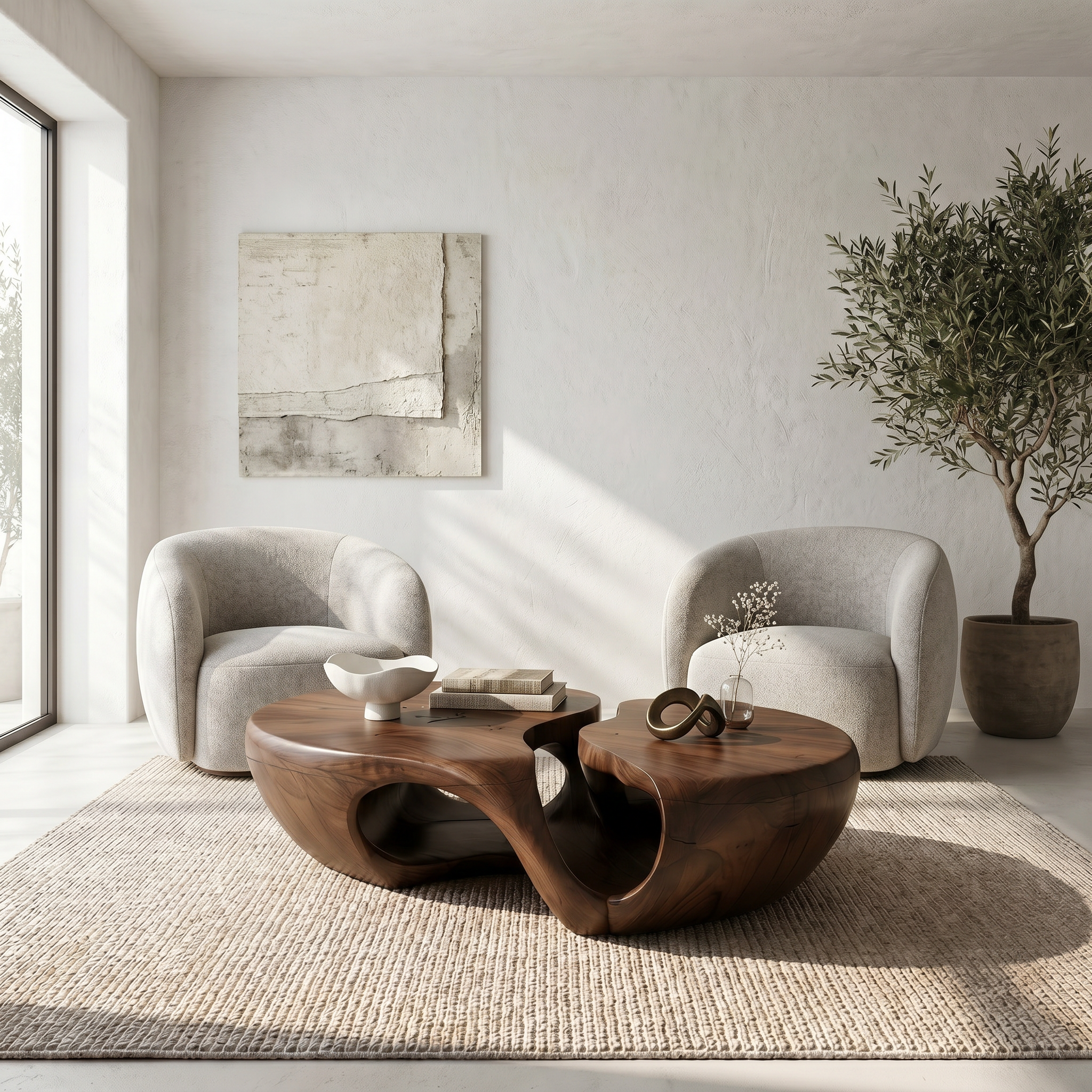 Nature Inspired Coffee Table With Artistic Open Base Design For Living Room - view 7 of 8