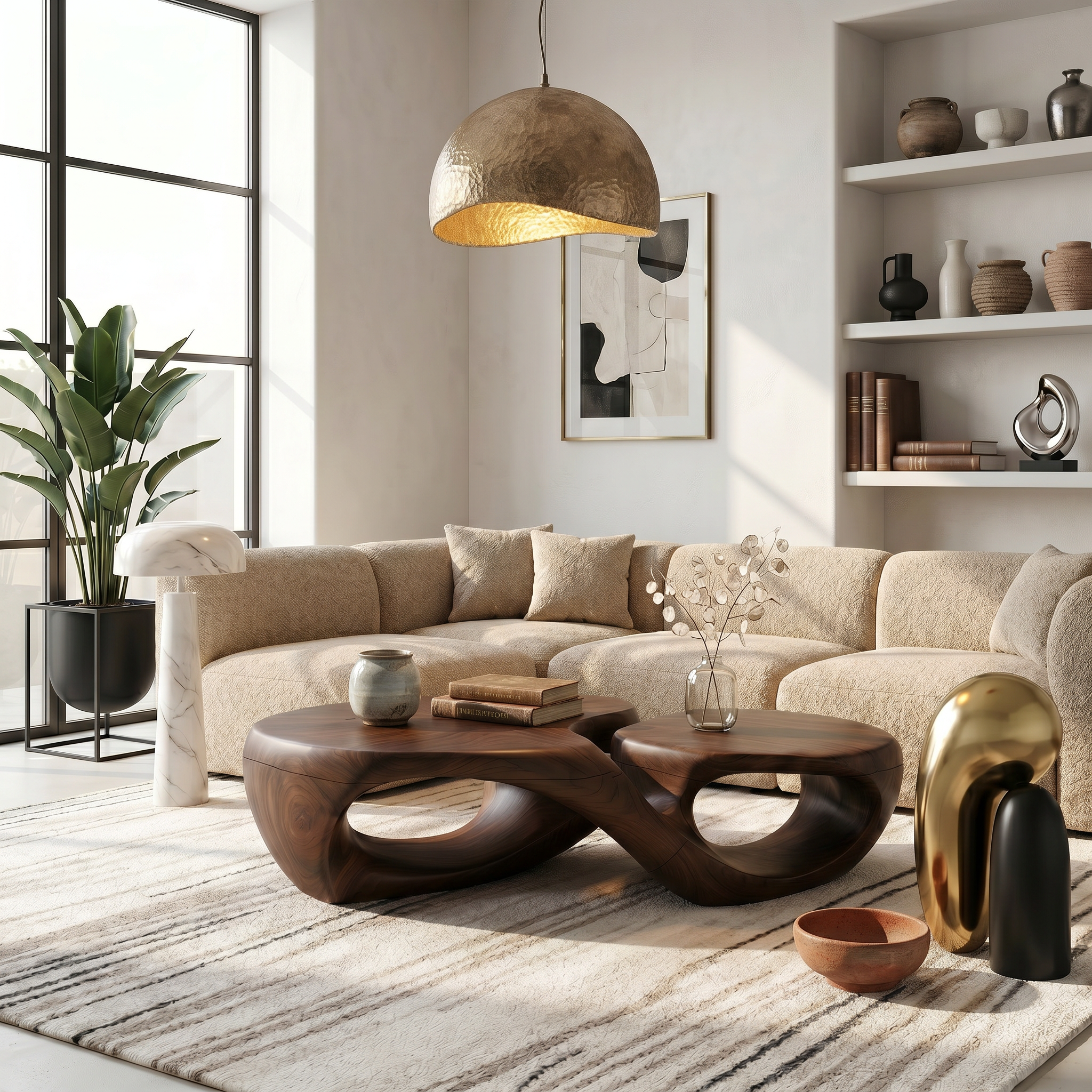 Organic Coffee Table With Sculptural Hollow Design For Living Room - view 7 of 8