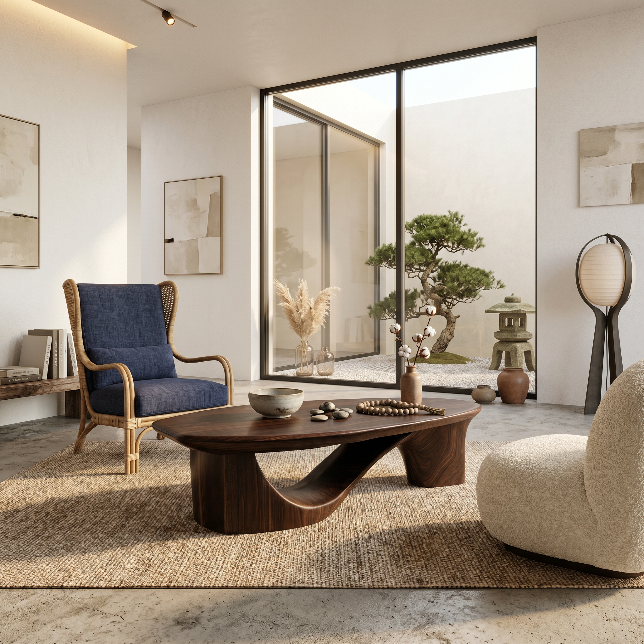 Contemporary Coffee Table With Sculptural Wooden Base For Living Room - view 7 of 8