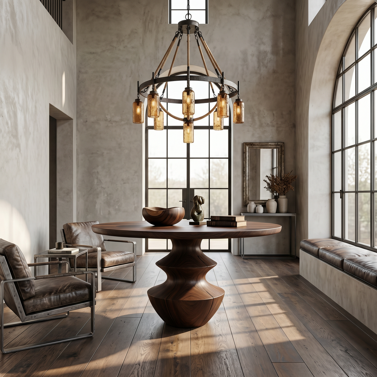 Modern Foyer Table With Sculptural Solid Wood Pedestal Base For Entryway - view 7 of 8