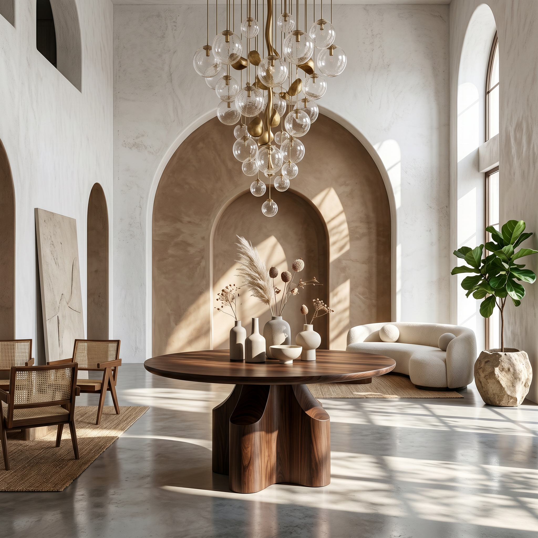 Contemporary Foyer Table With Sculptural Solid Wood Pedestal Base For Entryway And Hallway - view 7 of 8