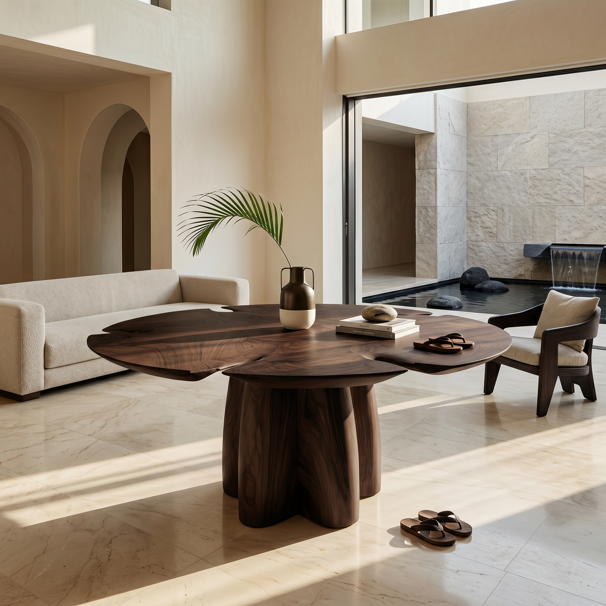 Modern Foyer Table With Sculptural Solid Wood Pedestal Base For Entryway And Hallway - view 7 of 8