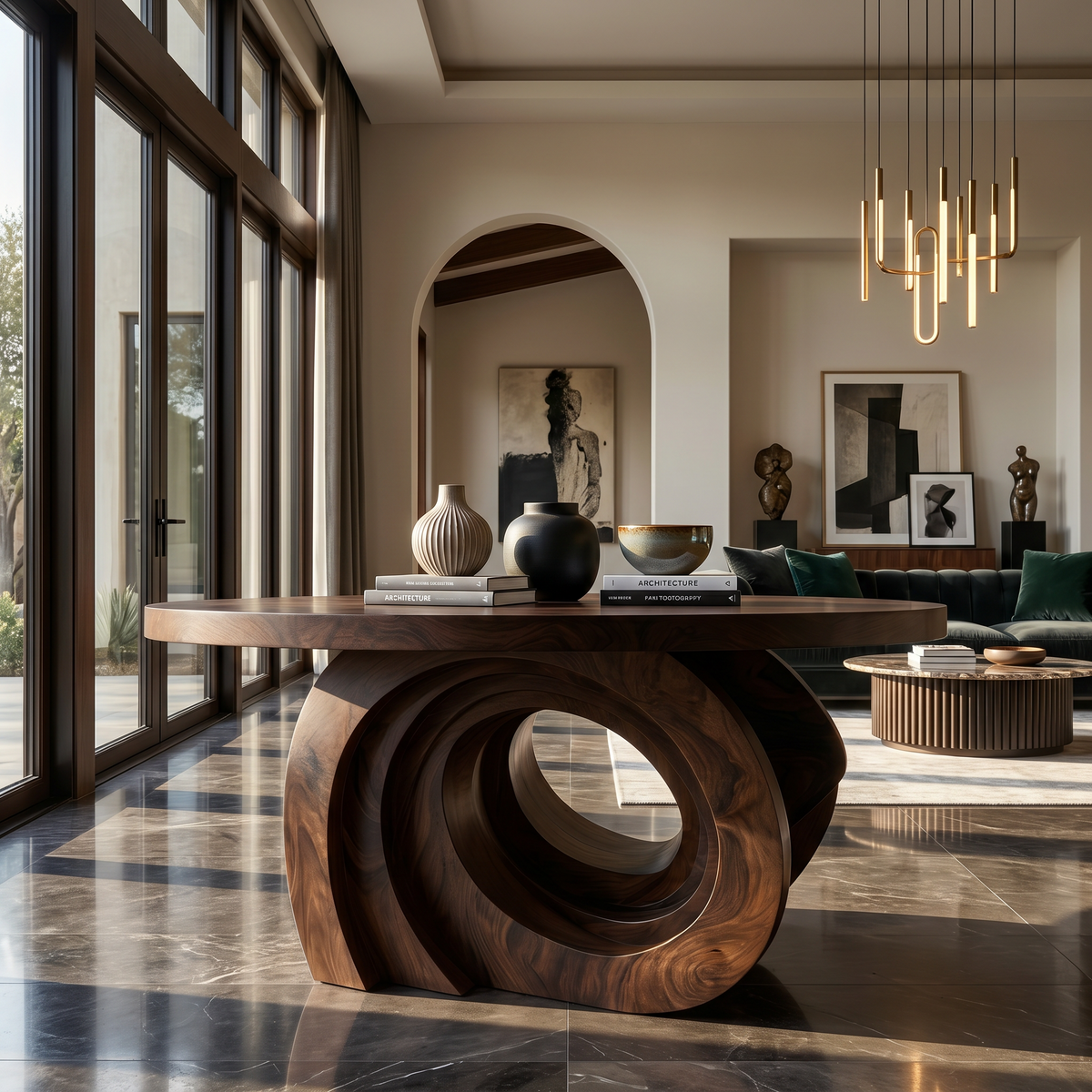 Organic Foyer Table With Pedestal Base For Entryway And Hallway - view 7 of 8