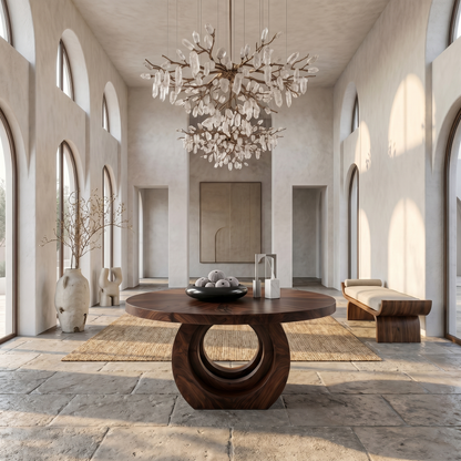 Contemporary Round Foyer Table With Sculptural Open Ring Base For Entryway And Hallway - view 7 of 8