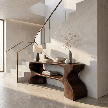 Contemporary Console Table With Architectural Curved Design For Entryway - view 7 of 8