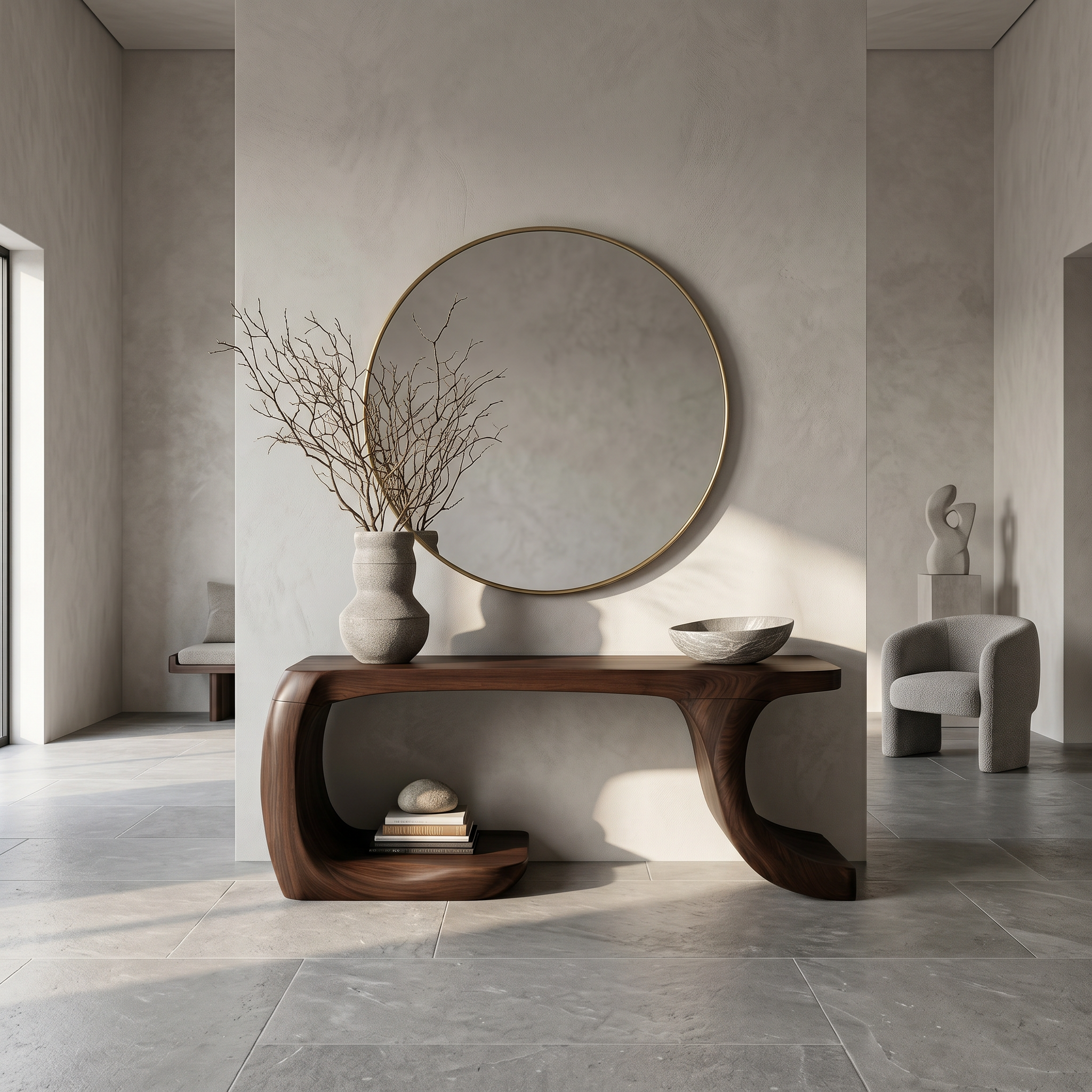 Modern Console Table With Organic Geometric Form For Hallway - view 7 of 8