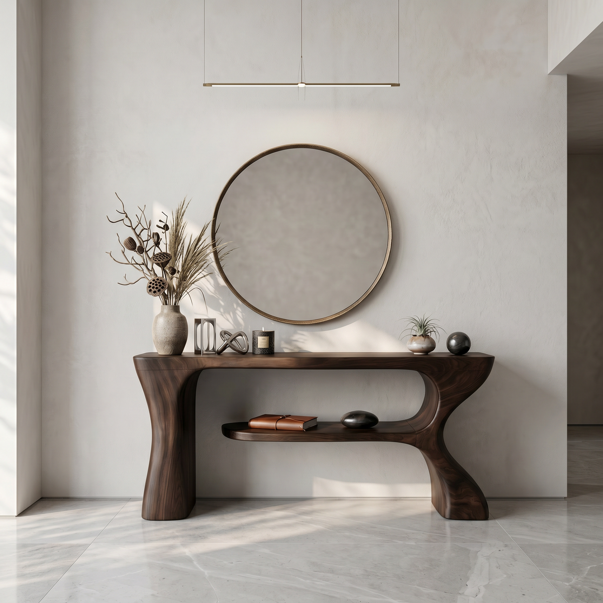 Organic Console Table With Sculptural Curved Form For Entryway - view 7 of 8