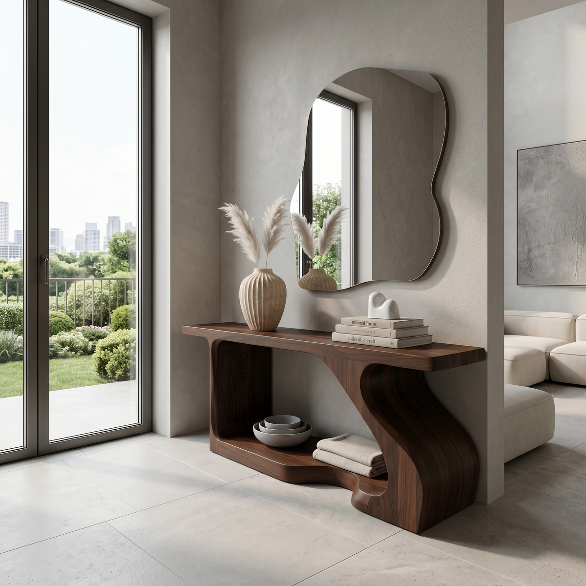 Modern Console Table With Sculptural Curved Form For Entryway - view 7 of 8
