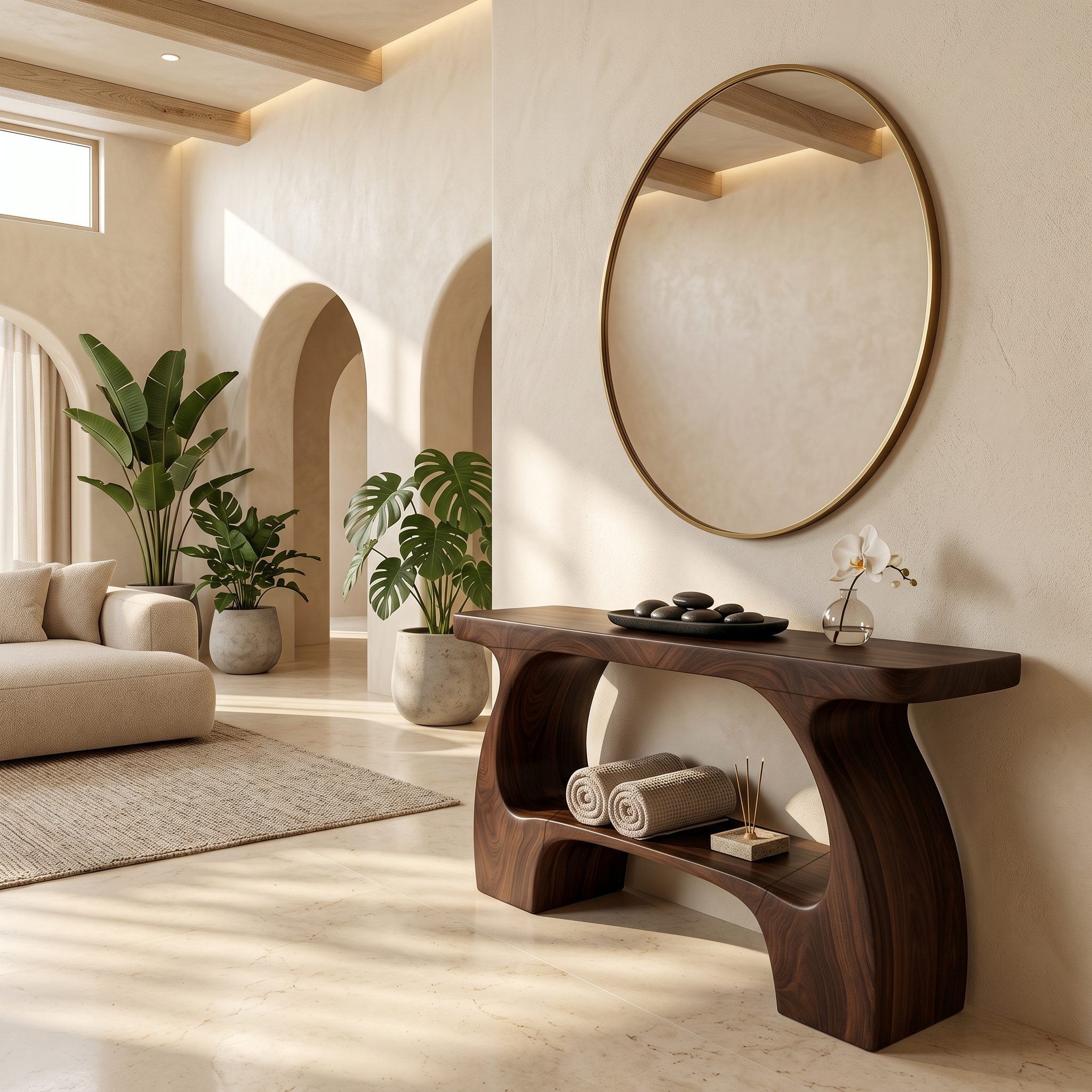 Natural Console Table With Organic Curved Silhouette For Entryway - view 7 of 8