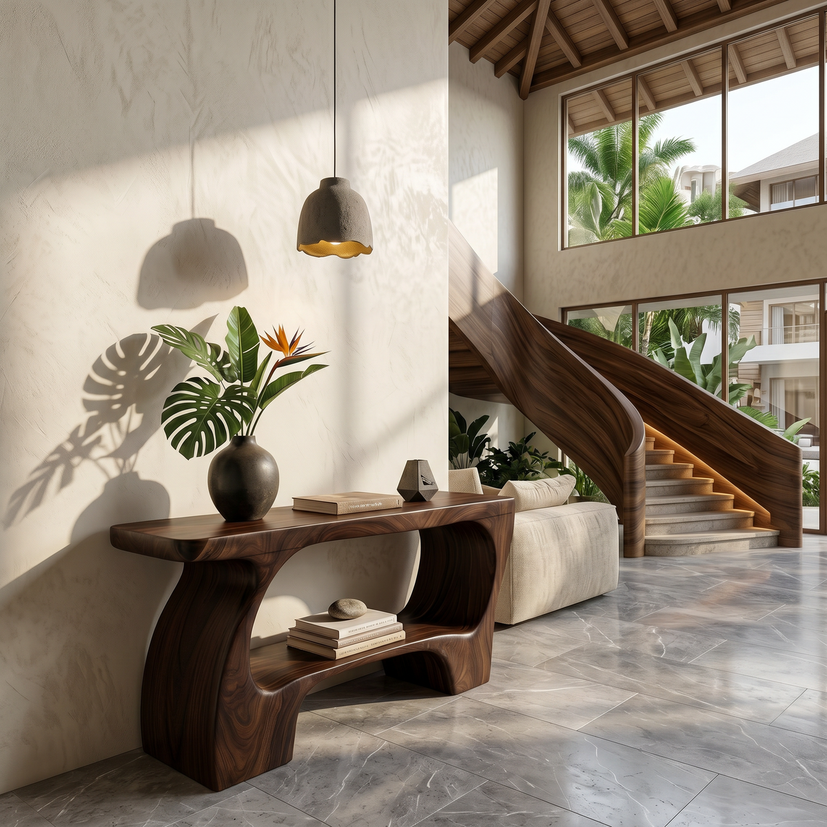 Contemporary Console Table With Artistic Open Structure For Living Room - view 7 of 8