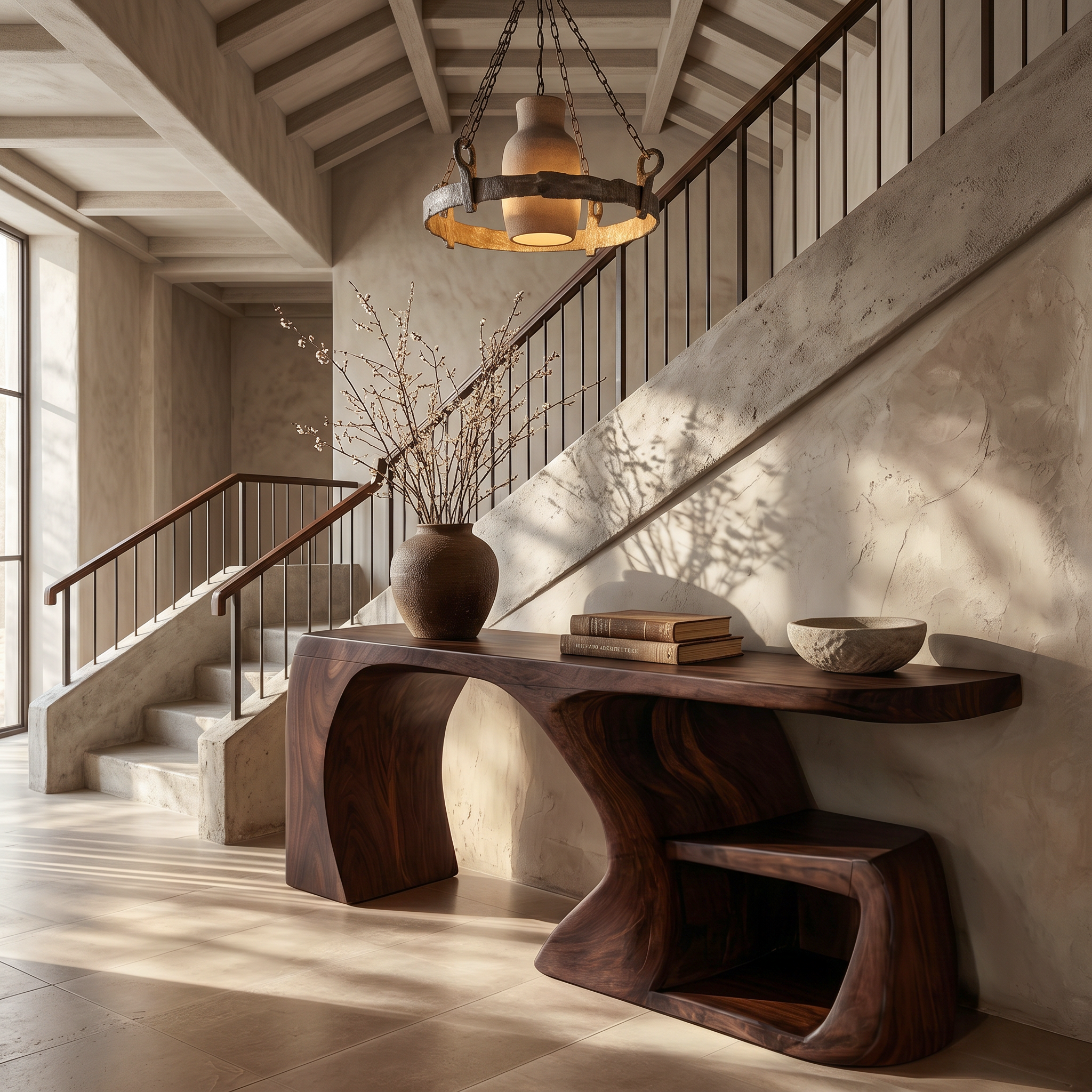 Modern Console Table With Architectural Curved Design For Entryway - view 7 of 8