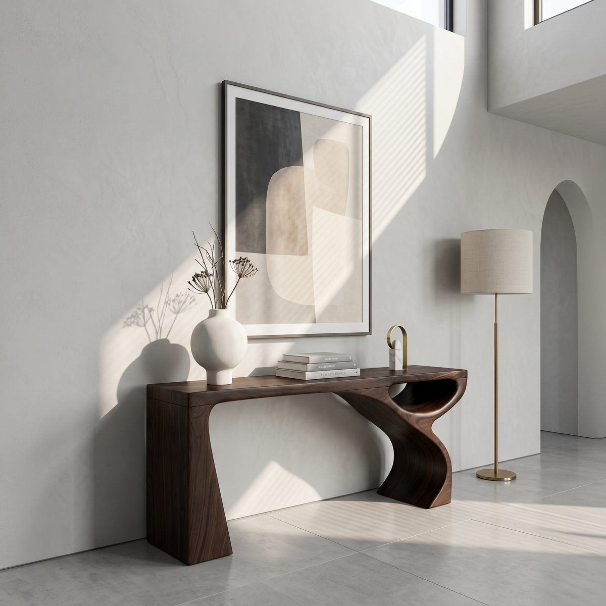 Contemporary Console Table With Fluid Open Structure For Entryway - view 7 of 8