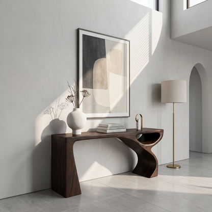 Contemporary Console Table With Fluid Open Structure For Entryway - view 7 of 8