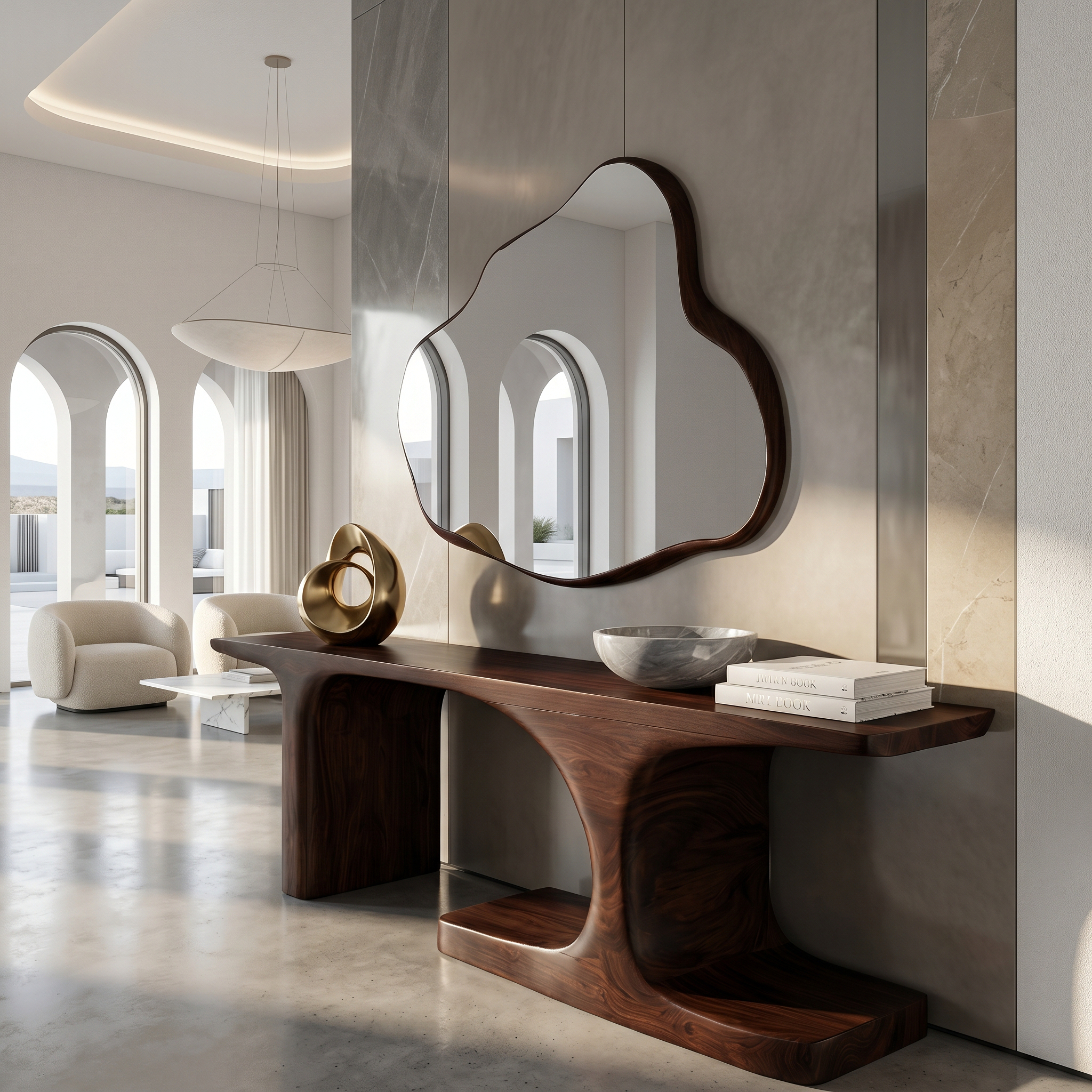 Organic Console Table With Sculptural Arched Form For Entryway - view 7 of 8