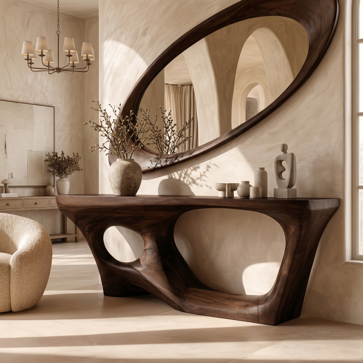 Contemporary Console Table With Sculptural Curved Design For Hallway - view 7 of 8