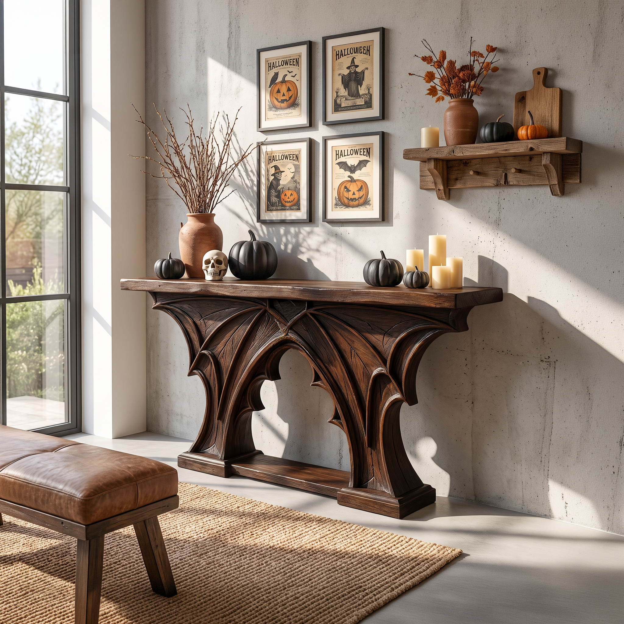 Rustic Console Table Handcrafted Live Edge Design For Hallway - view 7 of 8