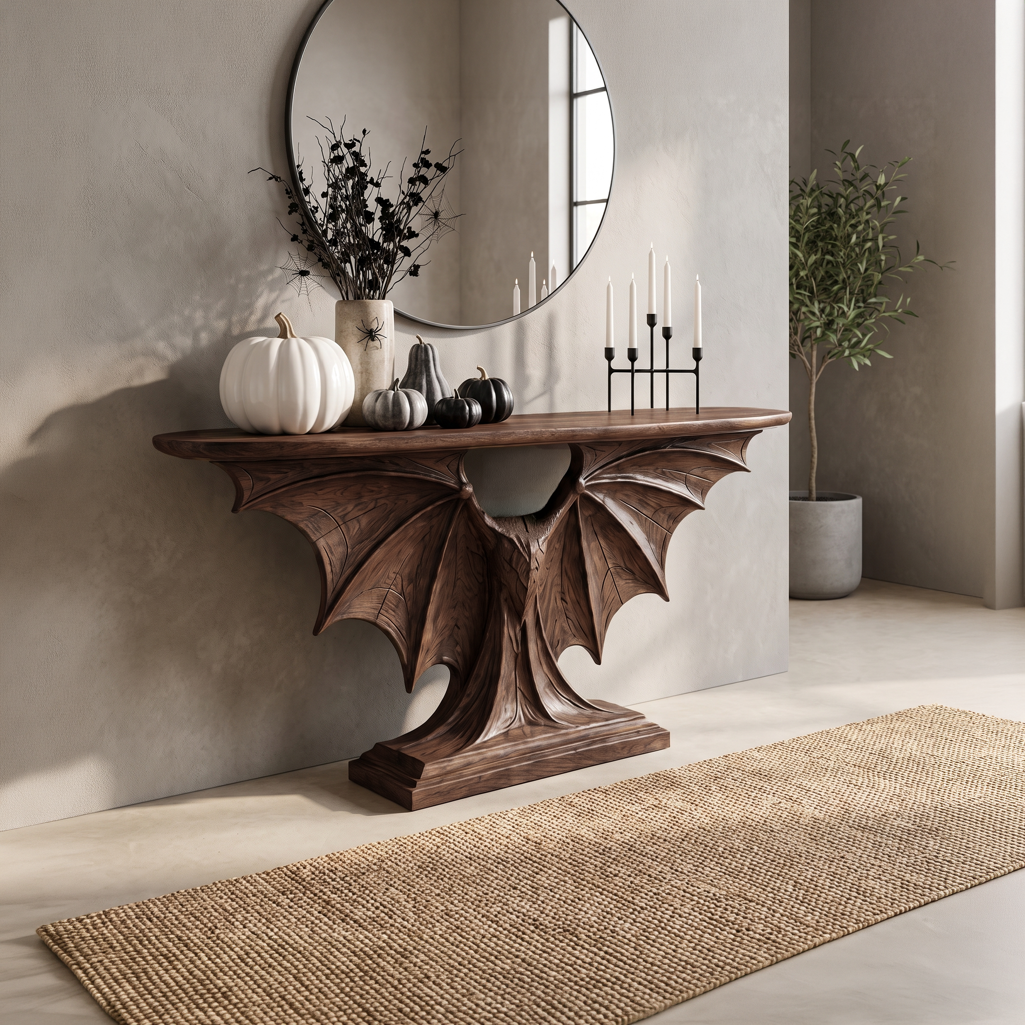 Modern Console Table Handcrafted Sculptural Design For Living Room Entryway - view 7 of 8
