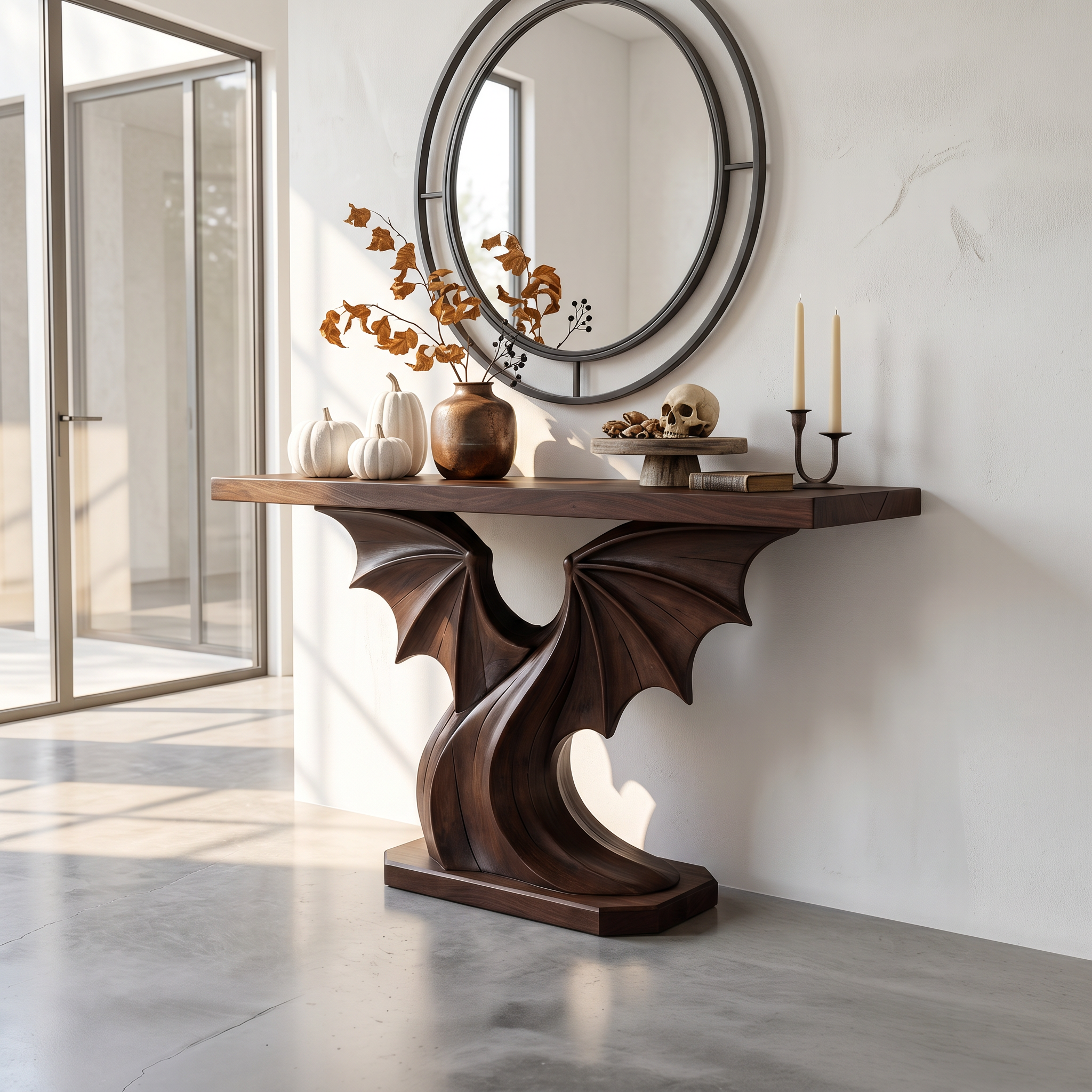 Modern Console Table Handcrafted Organic Sculptural Design For Entryway Hallway - view 7 of 8