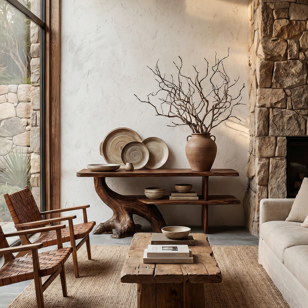 Organic Console Table With Sculptural Tree Branch Base For Entryway And Living Room - view 7 of 8