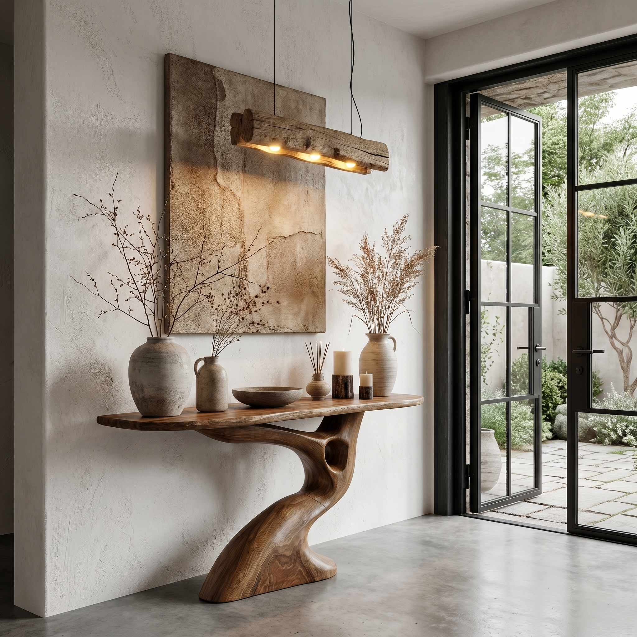 Tree Inspired Console Table With Sculptural Wood Structure For Hallway - view 7 of 8