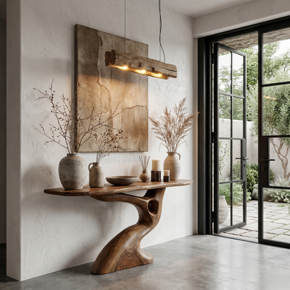 Tree Inspired Console Table With Sculptural Wood Structure For Hallway - view 7 of 8