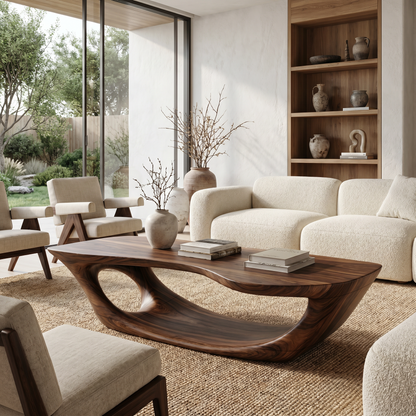 Wabi Sabi Coffee Table With Handcrafted Organic Wood Form For Living Room - view 7 of 8