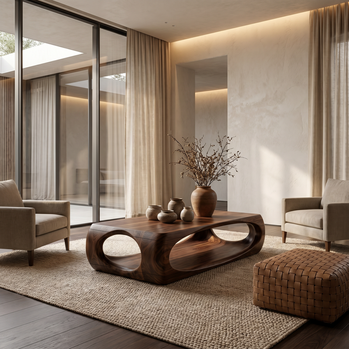 Nature Inspired Coffee Table With Flowing Open Form Base For Living Room - view 7 of 8