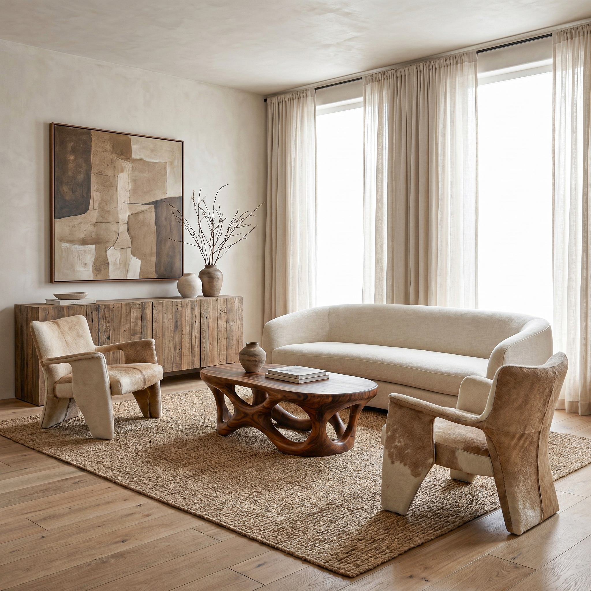 Sculptural Coffee Table With Interlocking Wood Base For Living Room - view 7 of 8