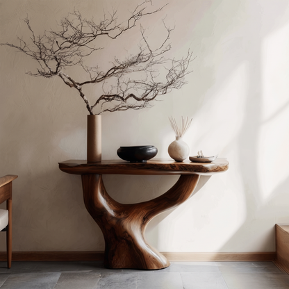 Rustic Console Table With Sculptural Tree Root Base For Entryway - view 7 of 8