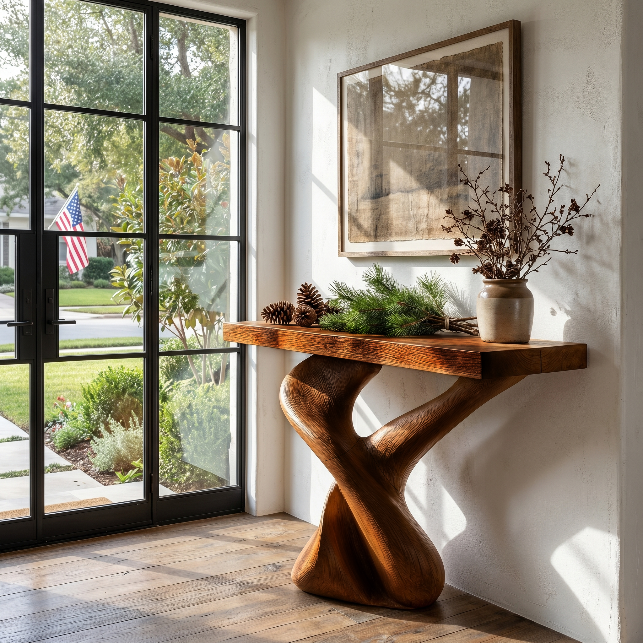 Organic Sculptural Console Table With Artistic Curved Base For Entryway - view 7 of 8
