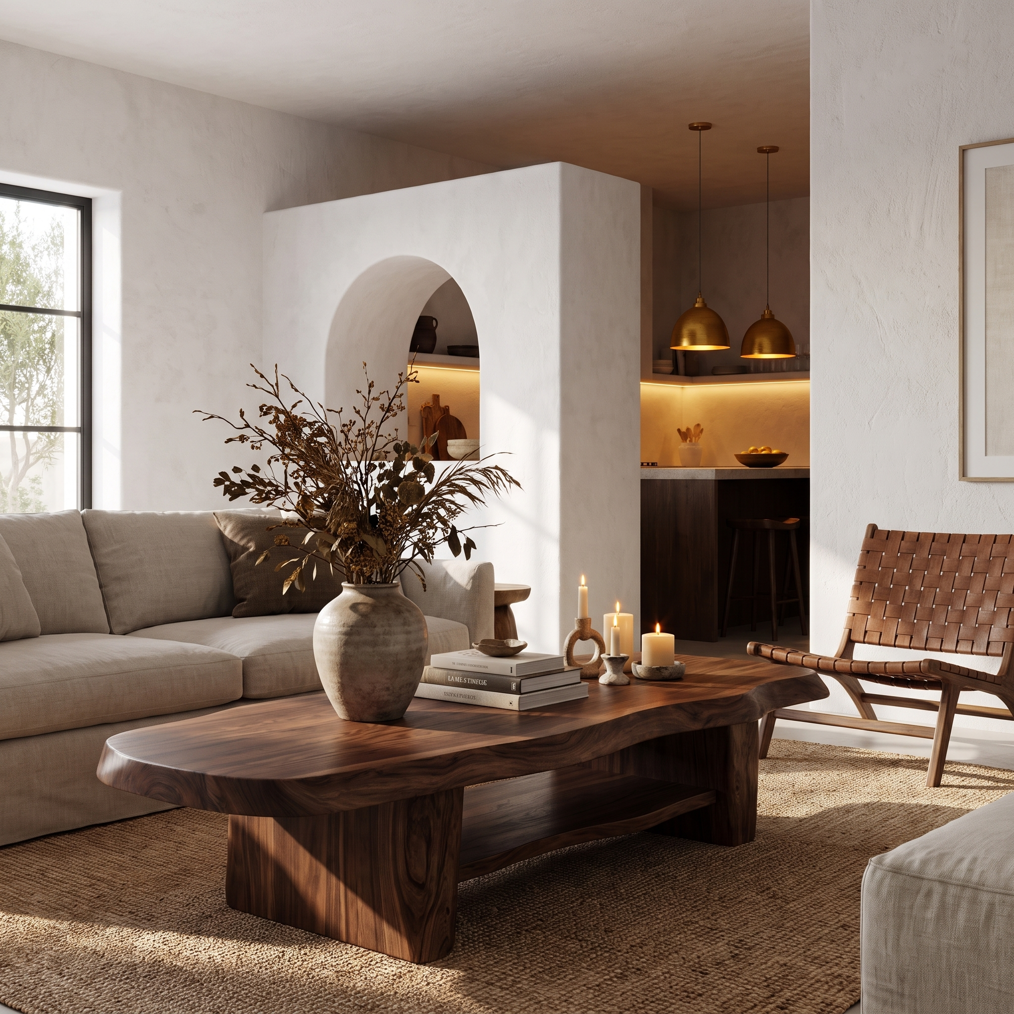 Nature Inspired Coffee Table With Sculptural Wood Base For Living Room - view 7 of 8