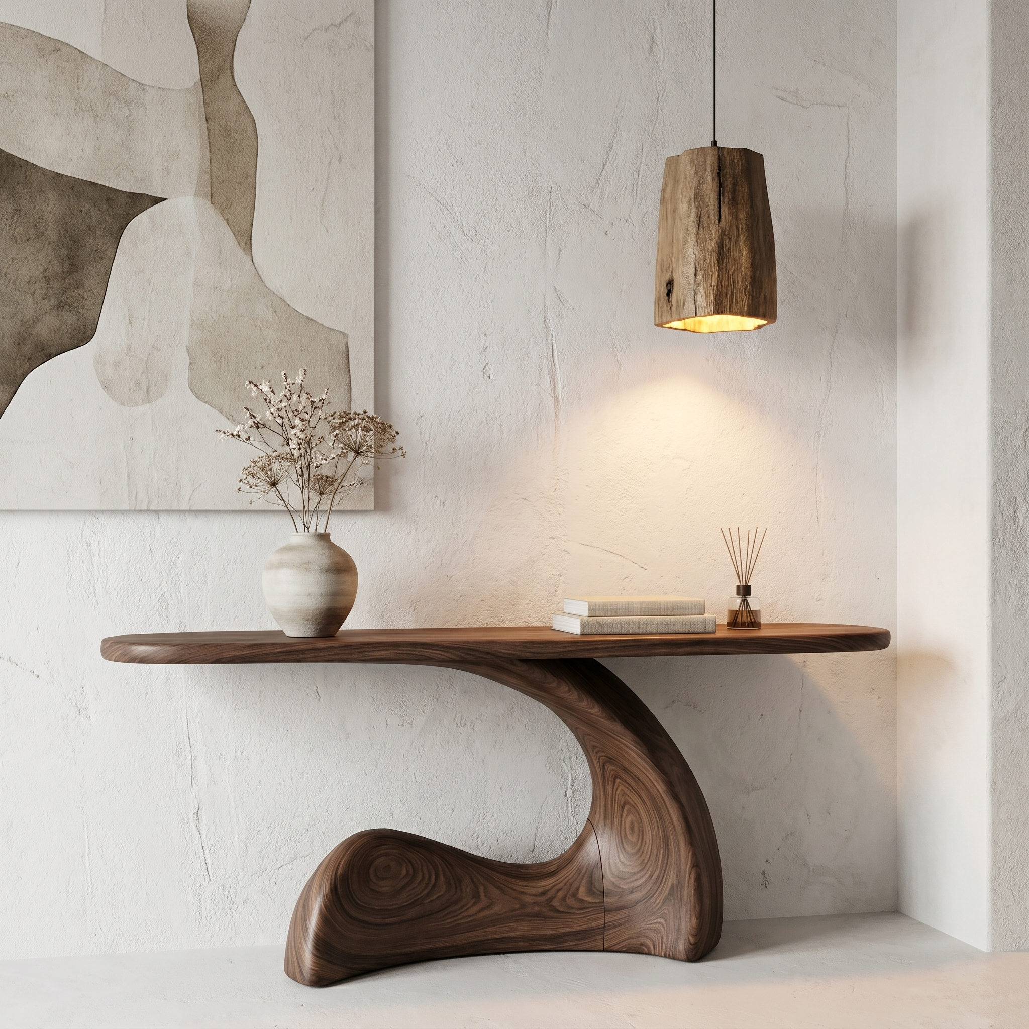 Organic Console Table With Sculptural Curved Wood Base For Entryway And Living Room - view 7 of 8