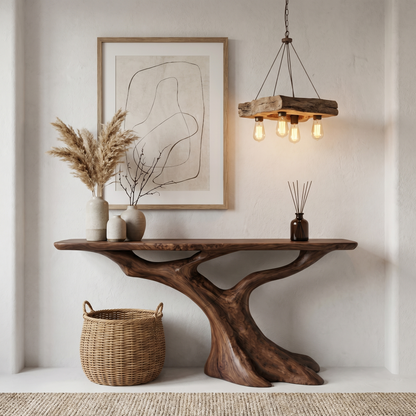 Nature Inspired Console Table With Tree Root Base For Entryway And Living Room - view 7 of 8