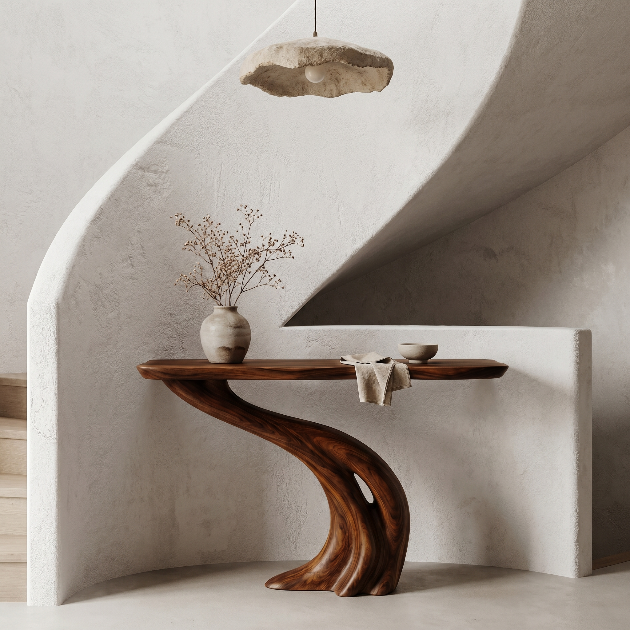 Organic Curved Console Table With Soft Flowing Wood Base For Entryway And Living Room - view 7 of 8