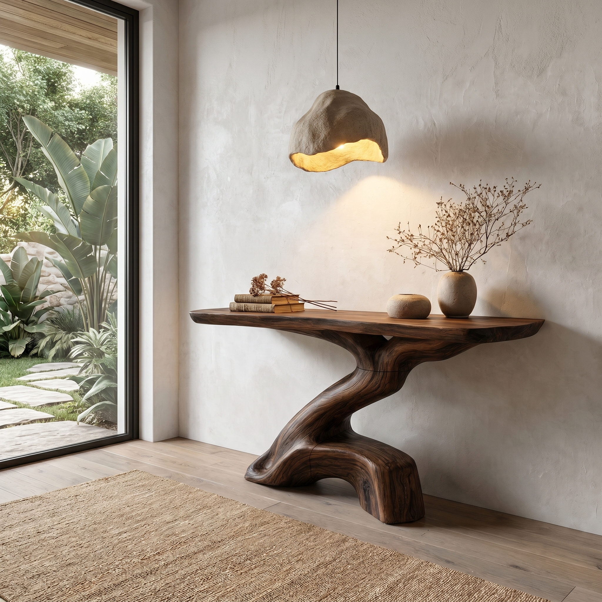 Rustic Console Table With Sculptural Tree Root Base And Solid Wood Top For Entryway And Living Room - view 7 of 8