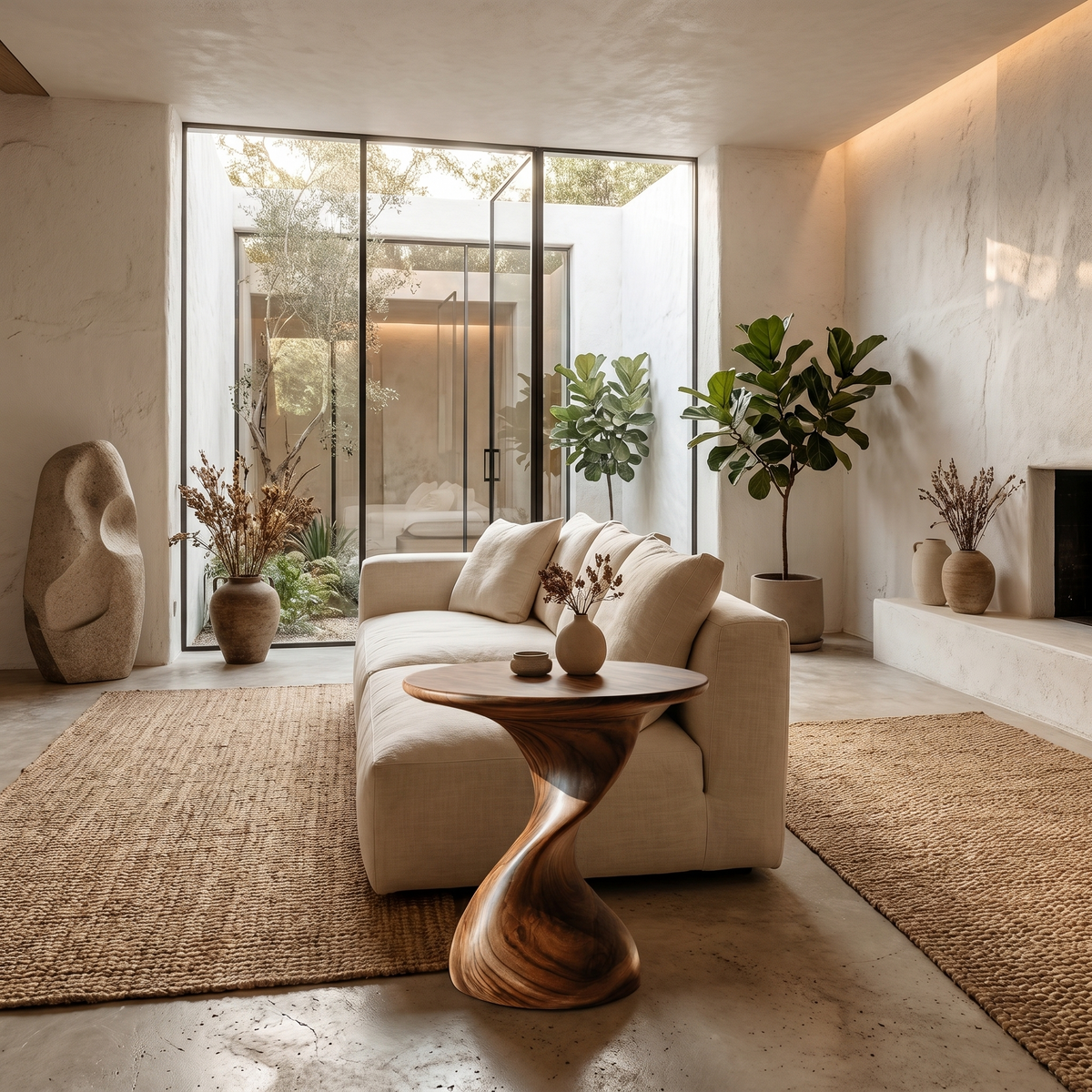 Organic Sculptural Side Table With Twisted Pedestal Base For Living Room And Bedroom - view 7 of 8