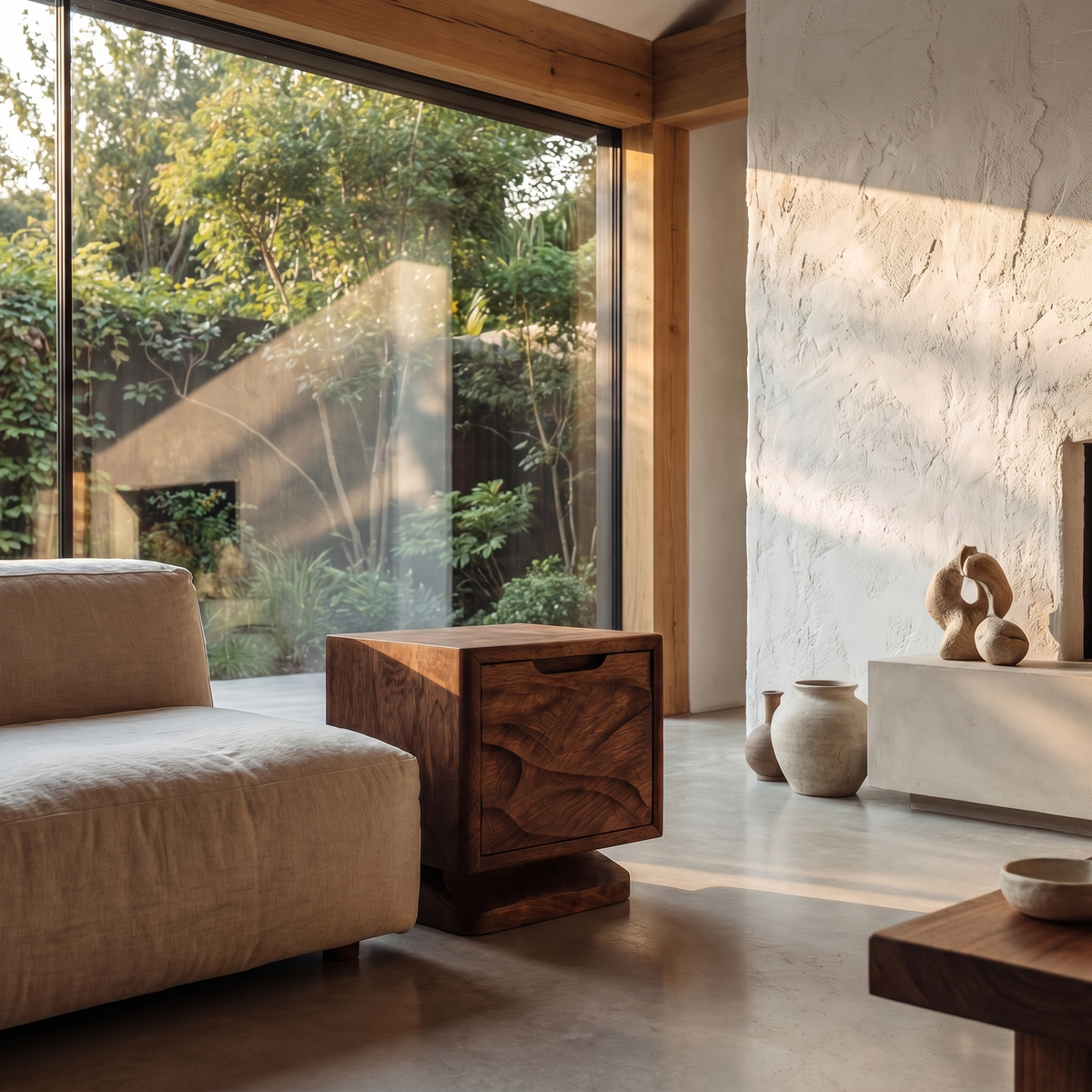 Rustic Beside Table With Open Shelf Storage And Solid Wood Design For Living Room And Bedroom - view 7 of 8