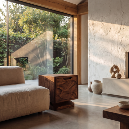 Rustic Beside Table With Open Shelf Storage And Solid Wood Design For Living Room And Bedroom - view 7 of 8