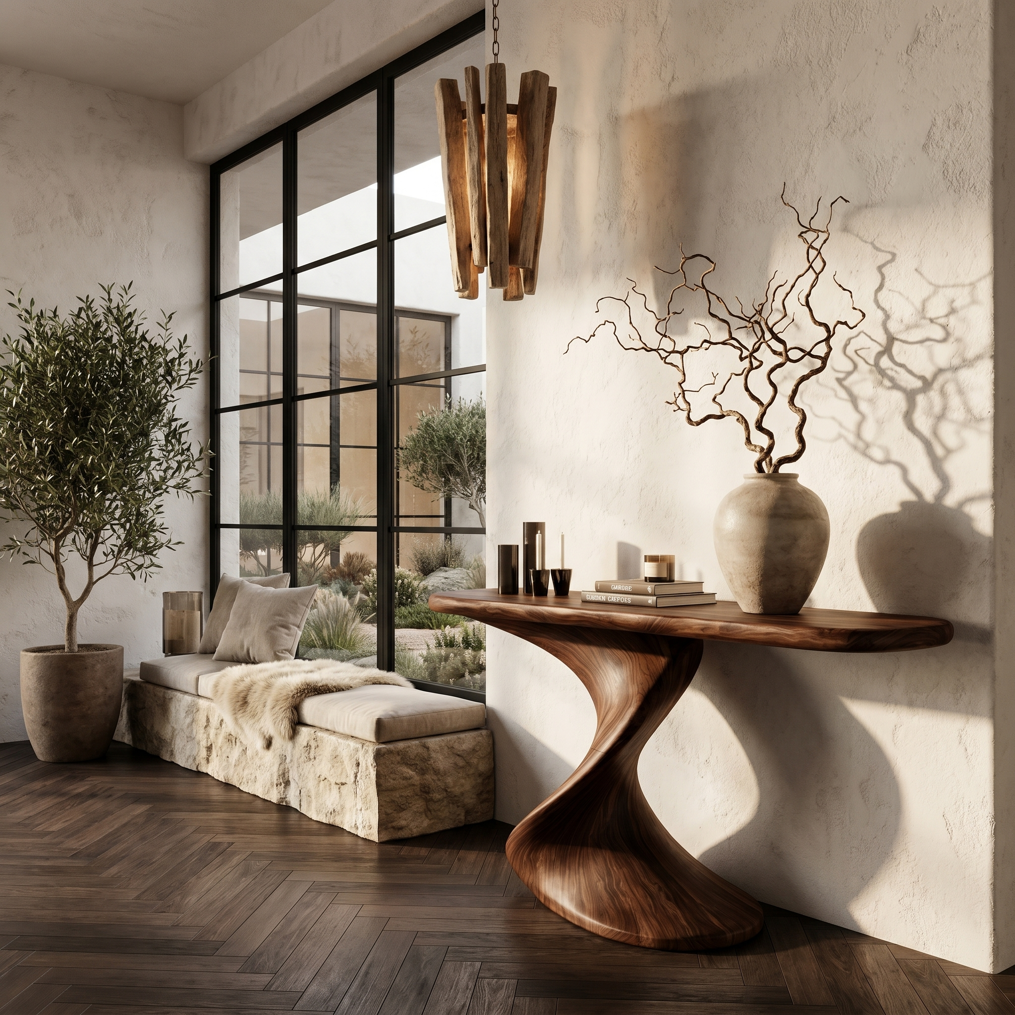 Rustic Console Table With Handcrafted Twisted Wood Base For Entryway And Living Room - view 7 of 8