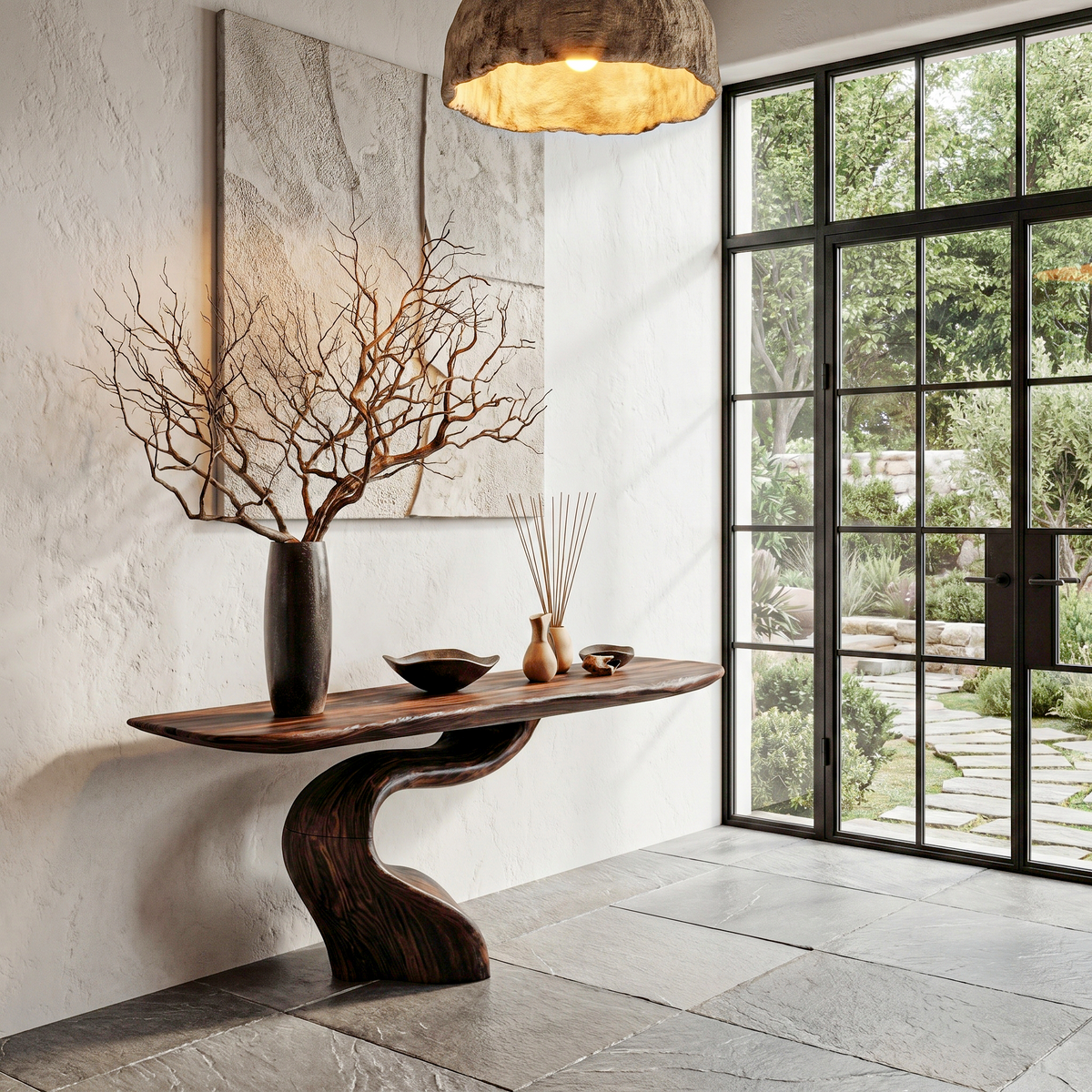 Organic Modern Console Table With Artistic Tree Root Base For Entryway - view 7 of 8